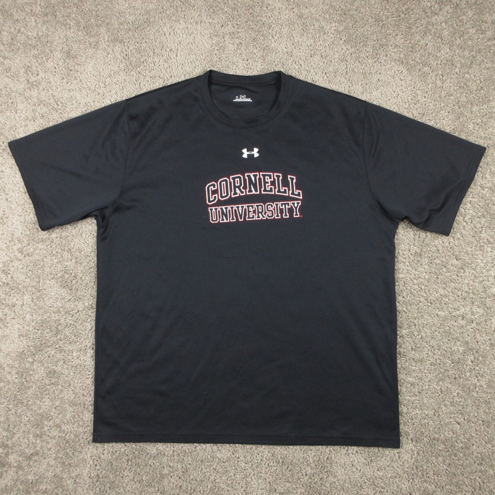 Cornell Big Red Shirt Mens Large Black Under Armour Performance Wicking Ivy NCAA